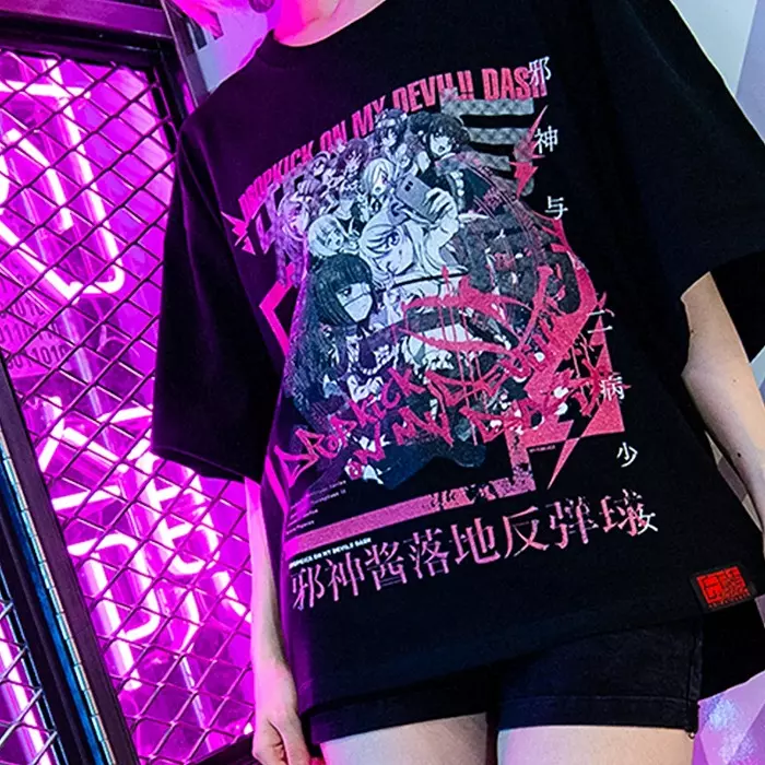 XL / BLACK 邪神ちゃんドロップキック【花園 ゆりね】Tシャツ/AKIBA