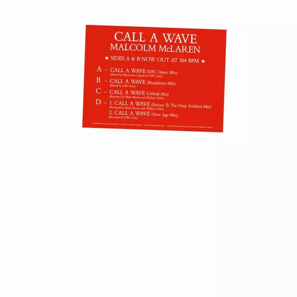 MALCOLM MCLAREN AND THE BOOTZILLA ORCHESTRA / CALL A WAVE REMIXES (2X12")