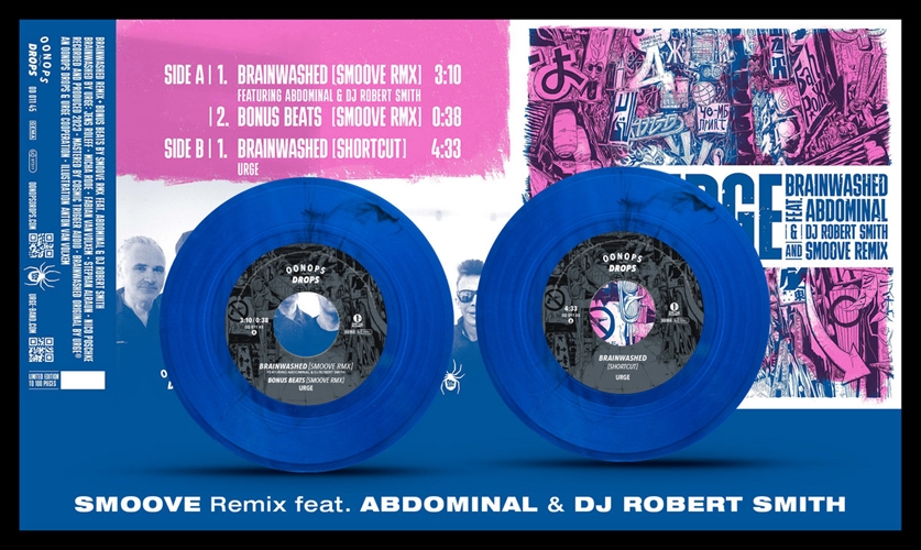 URGE FEAT. ABDOMINAL & DJ ROBERT SMITH / BRAINWASHED 7" (TRANSPARENT BLUE VINYL)
