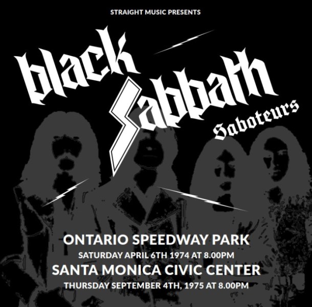 BLACK SABBATH / ブラック・サバス / Saboteurs, Ontario CA 1974 / サボターズ(妨害者)、オンタリオ CA 1974