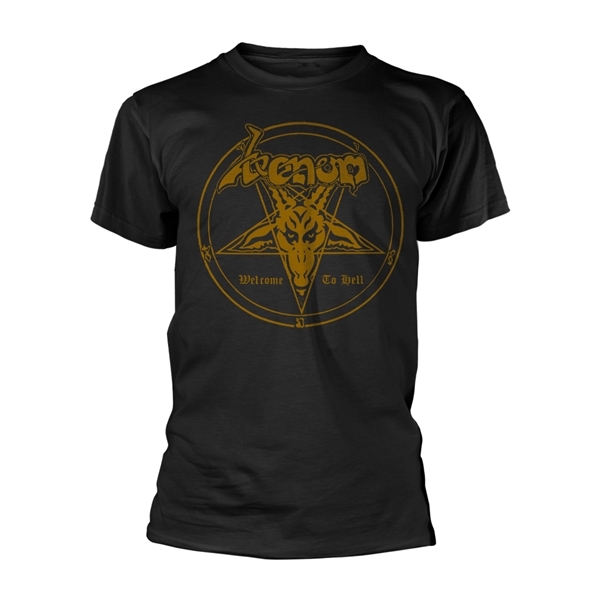 VENOM / ヴェノム / WELCOME TO HELL (GOLD T-Shirt, Front & Back Print <size:L>)