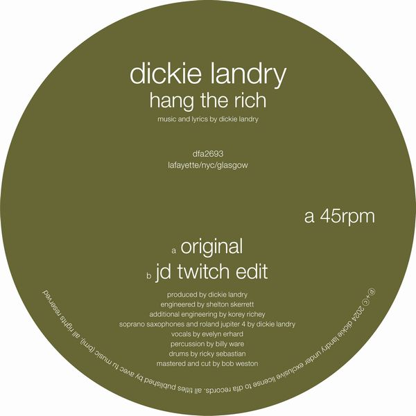 DICKIE LANDRY (RICHARD LANDRY) / HANG THE RICH (12" SINGLE - BLACK)