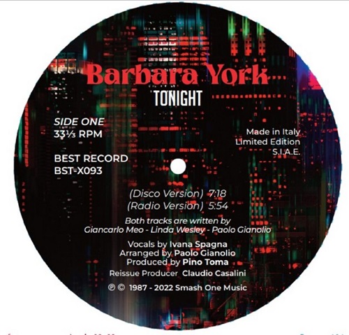 BARBARA YORK / バーバラ・ヨーク / TONIGHT (12")