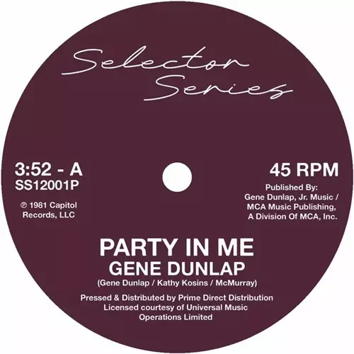 GENE DUNLAP / ジーン・ダンラップ / PARTY IN ME / TAKE MY LOVE (12")