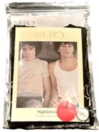 N.E.R.O. / エヌ.イー.アール.オー. / N.E.R.O. borderless issue - HighSchool / TシャツMサイズ (ホワイトロゴ) &アクリルプレート (蛍光ピンク) & ピンバッジ (ホワイト)