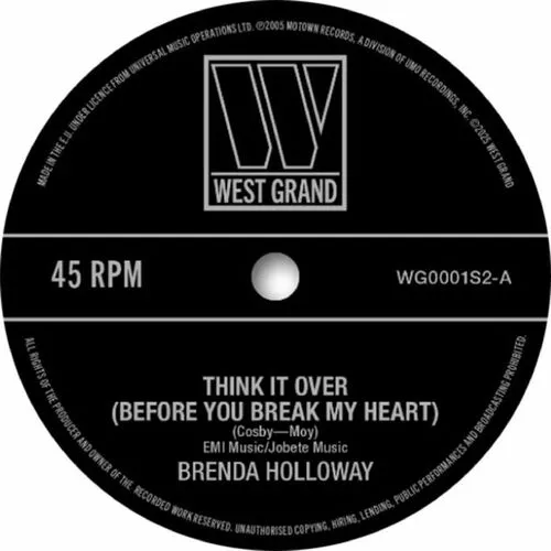 BRENDA HOLLOWAY / EARL VAN DYKE & THE SOUL BROTHERS / THINK IT OVER (BEFORE YOU BREAK MY HEART) (7")