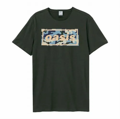 OASIS / オアシス / CAMO LOGO AMPLIFIED VINTAGE CHARCOAL MEDIUM T SHIRT