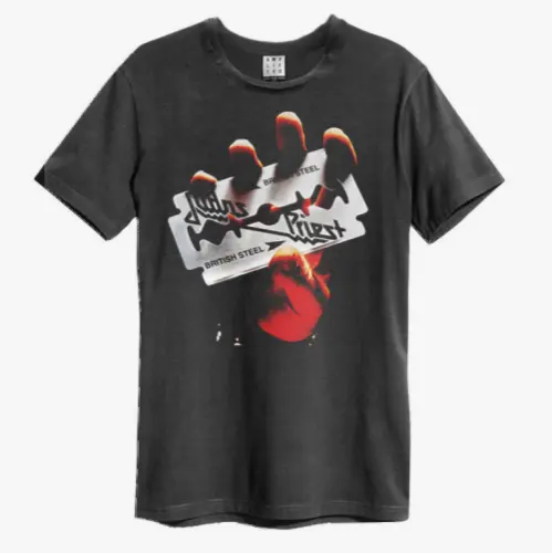 JUDAS PRIEST / ジューダス・プリースト / BRITISH STEEL AMPLIFIED VINTAGE CHARCOAL MEDIUM T SHIRT