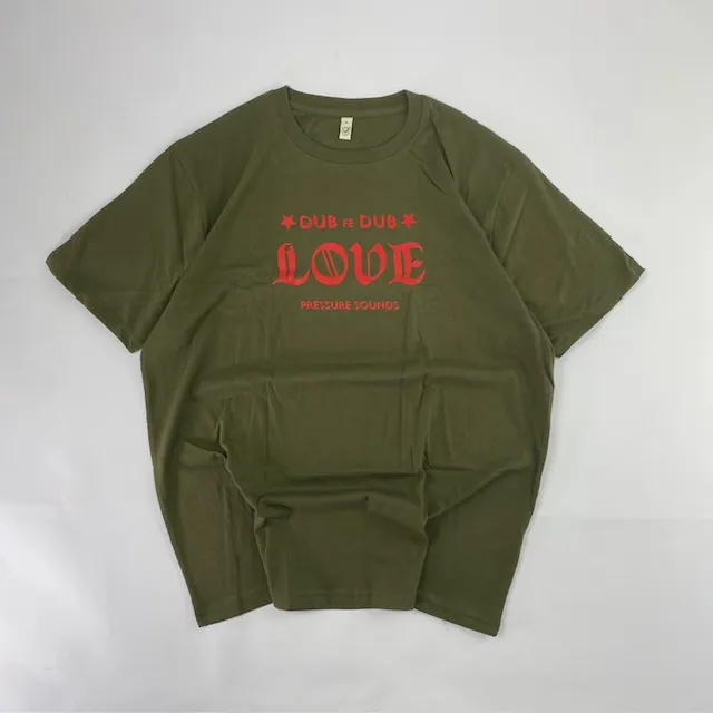 PRESSURE SOUNDS T-SHIRTS / DUB FE DUB (KHAKI GREEN RED PRINT) T-SHIRT XL