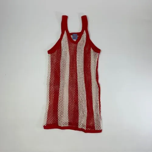 CRYSTAL(網シャツ) / アミシャツ STRIPE RED×WHITE SIZE  XL