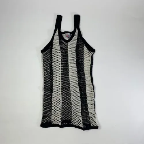 CRYSTAL(網シャツ) / アミシャツ STRIPE BLACK×WHITE SIZE  L