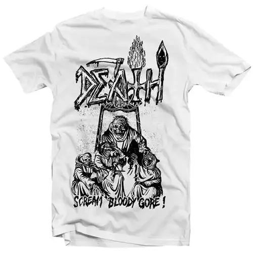 DEATH / デス / SCREAM BLOODY GORE LINE ART T-SHIRT (WHITE) <SIZE:L>