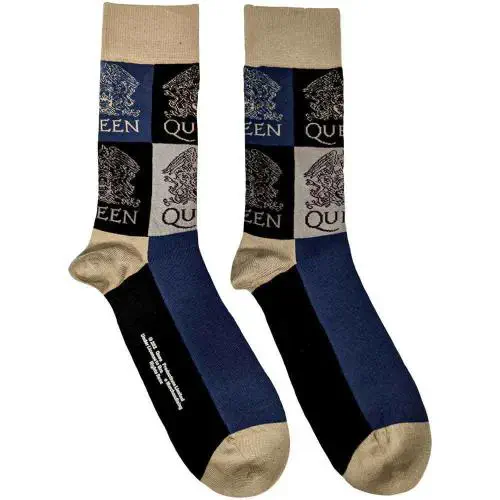 QUEEN / クイーン / UNISEX ANKLE SOCKS: CREST BLOCKS (NAVY BLUE)