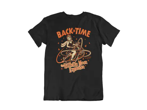 HILLBILLY MOON EXPLOSION / L/BACK IN TIME BLACK T-SHIRT-MEN