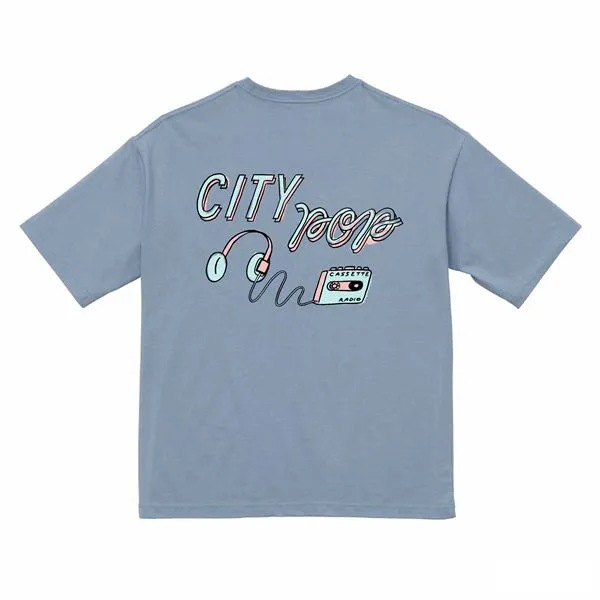 MUSIC OMIYAGE / CITYPOP Oversized Tee(Acid Blue/L)