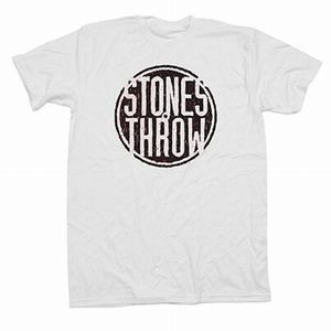 STONES THROW T-SHIRT / ストーンズ・スロウ Tシャツ / BLACK ON WHITE T-SHIRT L-size