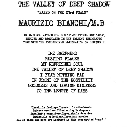 MAURIZIO BIANCHI (M.B.) / マウリツィオ・ビアンキ (M.B.) / THE VALLEY OF DEEP SHADOW