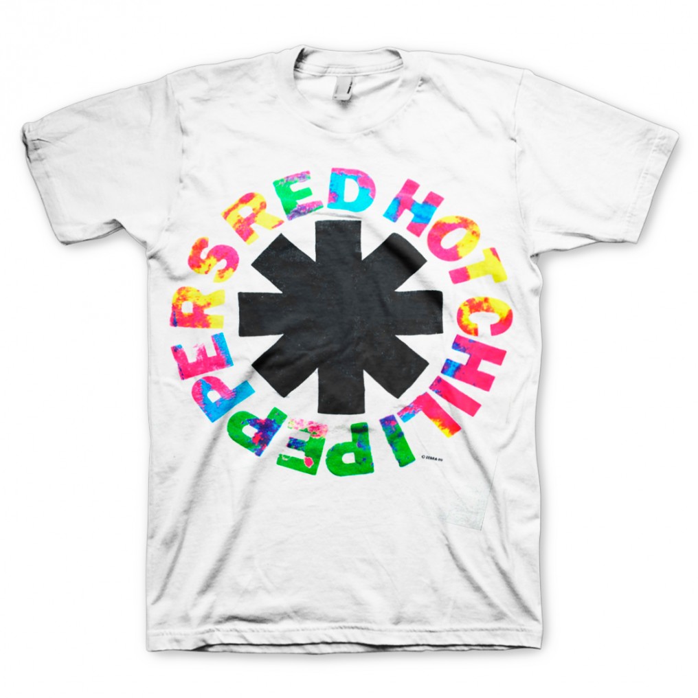 RED HOT CHILI PEPPERS / レッド・ホット・チリ・ペッパーズ / RHCP MULTICOLOUR WHITE MEN'S T-SHIRT (S)