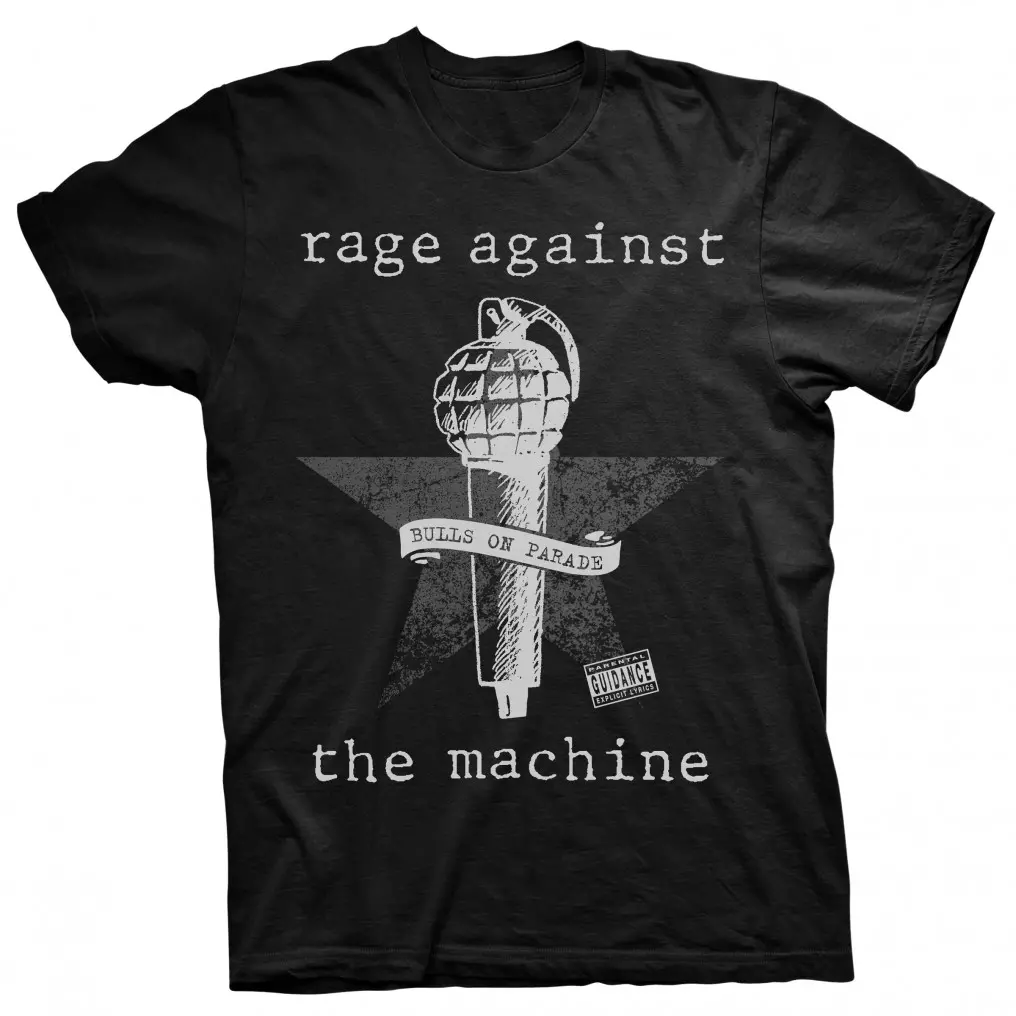 RAGE AGAINST THE MACHINE / レイジ・アゲインスト・ザ・マシーン / RATM BULLS ON PARADE MIC BLACK T-SHIRT (M)
