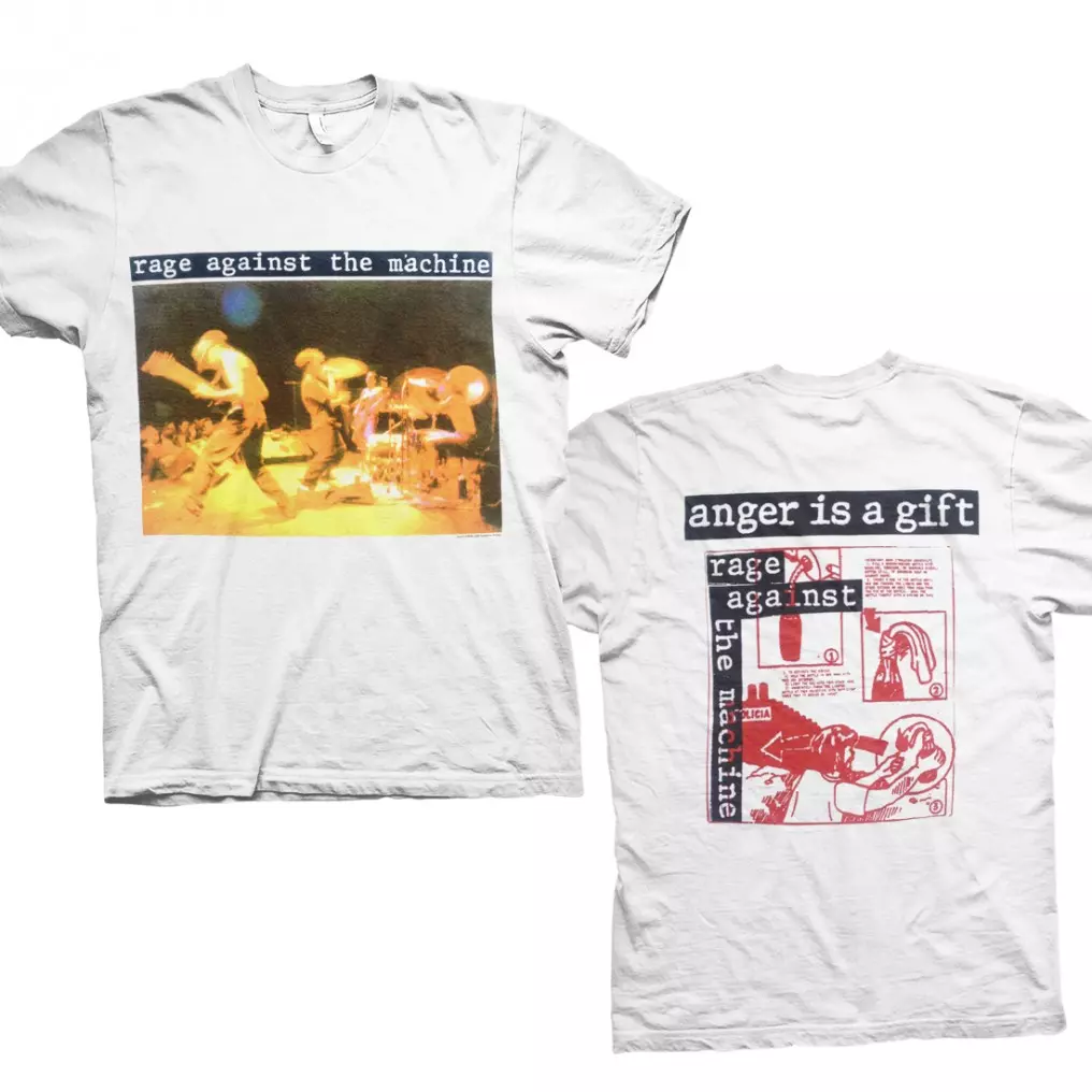 RAGE AGAINST THE MACHINE / レイジ・アゲインスト・ザ・マシーン / RATM ANGER GIFT WHITE MEN'S T-SHIRT (M)