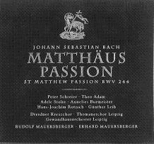 RUDOLF MAUERSBERGER / ルドルフ・マウエルスベルガー / BACH:MATTHAUS PASSION / J.S.バッハ:マタイ受難曲全曲