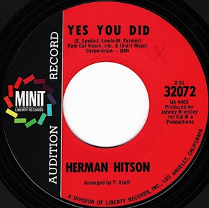 HERMON HITSON / YES YOU DID / BETTER TO HAVE LOVED