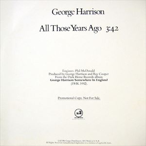 GEORGE HARRISON / ジョージ・ハリスン / ALL THOSE YEARS AGO