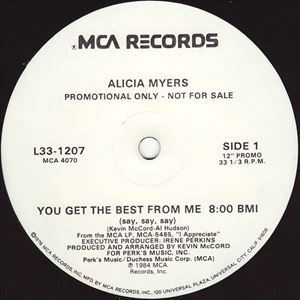 ALICIA MYERS / アリシア・マイヤーズ / YOU GET THE BEST FROM ME (SAY SAY SAY) / I WANT TO THANK YOU