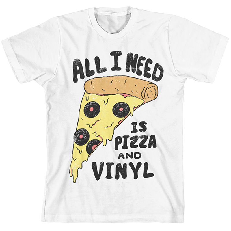 RECORD STORE DAY / ALL I NEED IS PIZZA AND VINYL (SLIM FIT T-SHIRT WHITE SMALL)