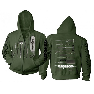 CARCASS / カーカス / TOOLS LOGO OLIVE<ZIP UP HOODED SWEAT SHIRT><SIZE:M> 