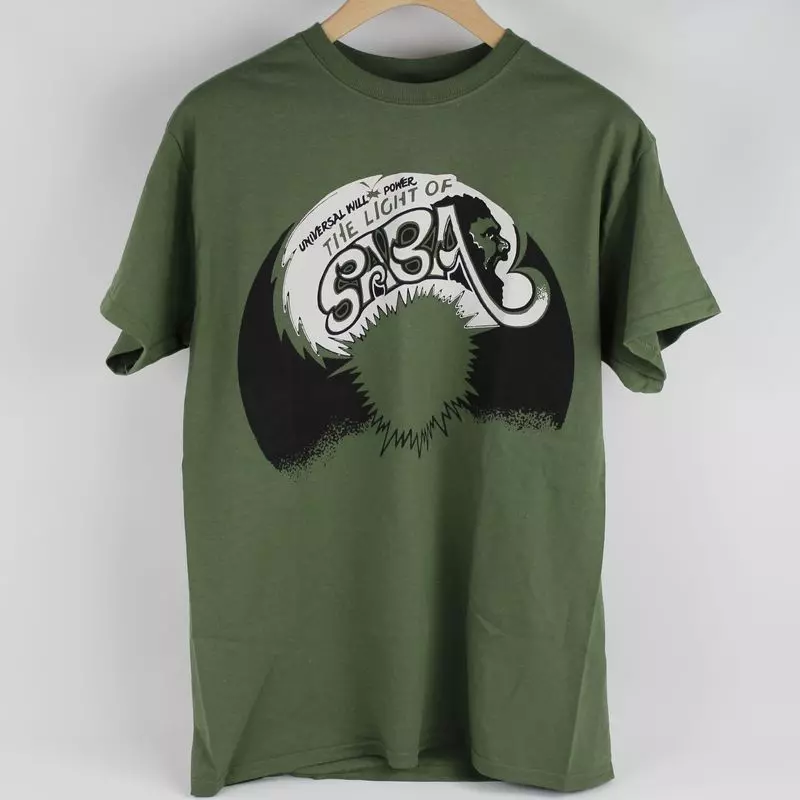 LIGHT OF SABA / ライト・オブ・サバ / BLACK AND WHITE ON GREEN T-SHIRT XL