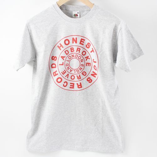 HONEST JONS RECORDS T-SHIRTS / RED ON GREY S