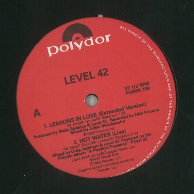 LEVEL 42 / レヴェル42 / LESSONS IN LOVE