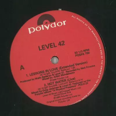 LEVEL 42 / レヴェル42 / LESSONS IN LOVE