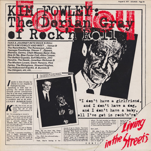 KIM FOWLEY / キム・フォーリー / LIVING IN THE STREETS (LP)