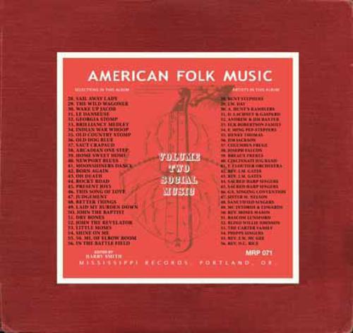 V.A. (FOLK) / ANTHOLOGY OF AMERICAN FOLK MUSIC VOLUME 2 SOCIAL MUSIC (200G 2LP)