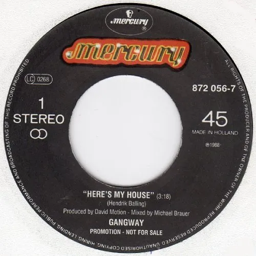 GANGWAY / ギャングウェイ / HERE'S MY HOUSE