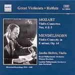 JASCHA HEIFETZ / ヤッシャ・ハイフェッツ / MOZART:VNCON4&5/MENDELSSOHN:VNCON / モーツァルト/メンデルスゾーン:ヴァイオリン協奏曲(ハイフェッツ)(1934-1949)