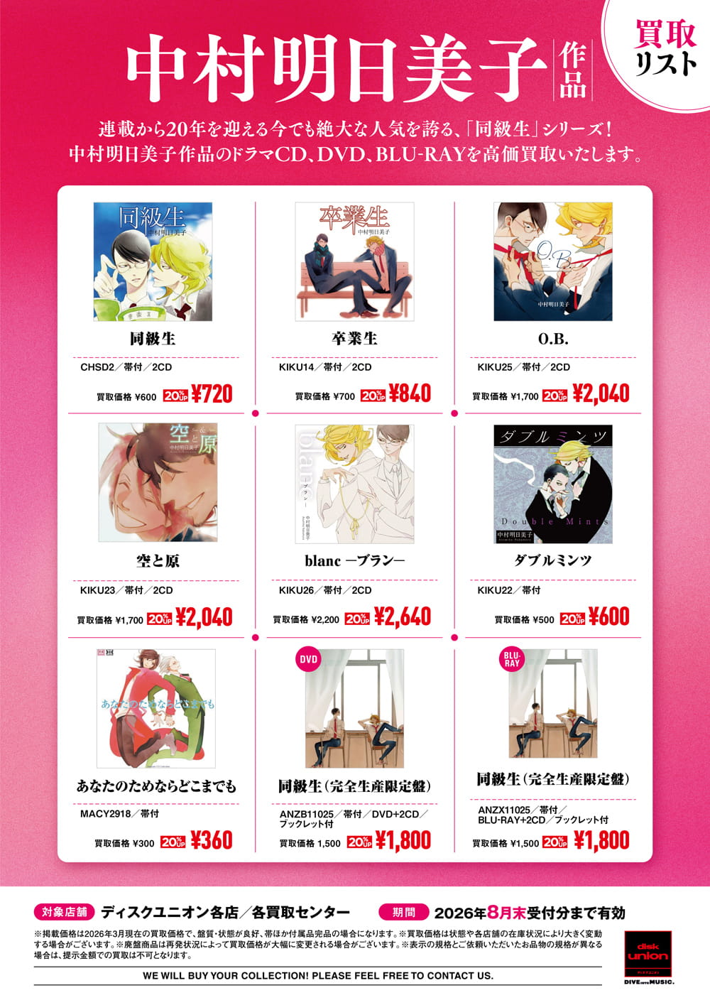 中村明日美子作品買取リスト