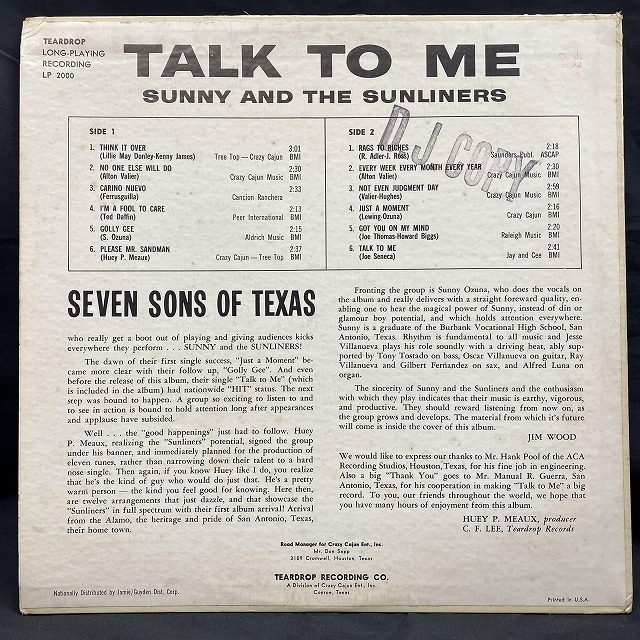 中古】12/28(水)4F「SUNNY & THE SUNLLINERS」キング・オブ