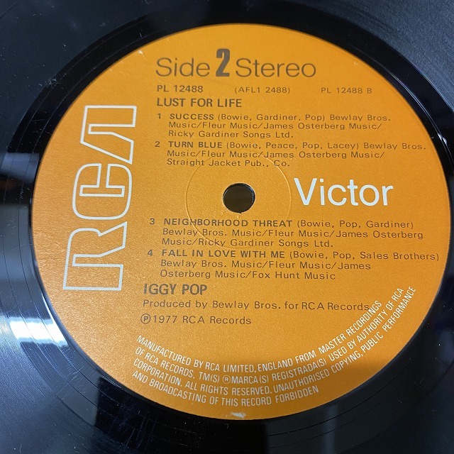 77年UK盤初回オレンジラベルIggy Pop『Lust For Life』LP 77年UK盤初回オレンジラベルIggy Pop『Lust For Life』LP