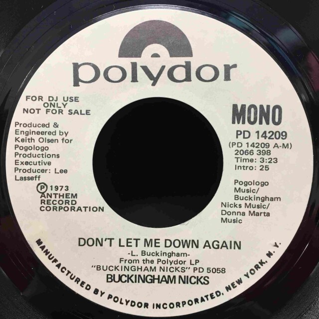 BUCKINGHAM NICKS / DON'T LET ME DOWN AGAIN