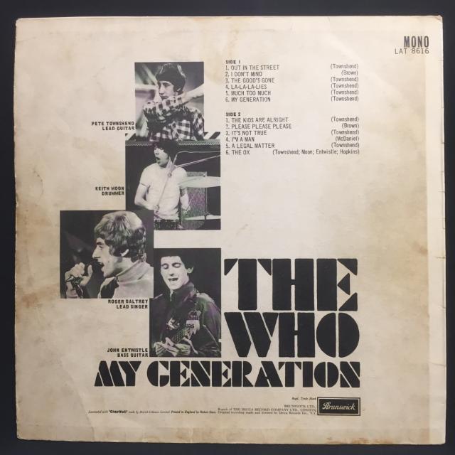 中古】10/26(水) 5F ~THE WHO栄光の1stアルバム『My Generation』UK 中古】10/26(水) 5F ~THE WHO栄光の1stアルバム『My Generation』UK